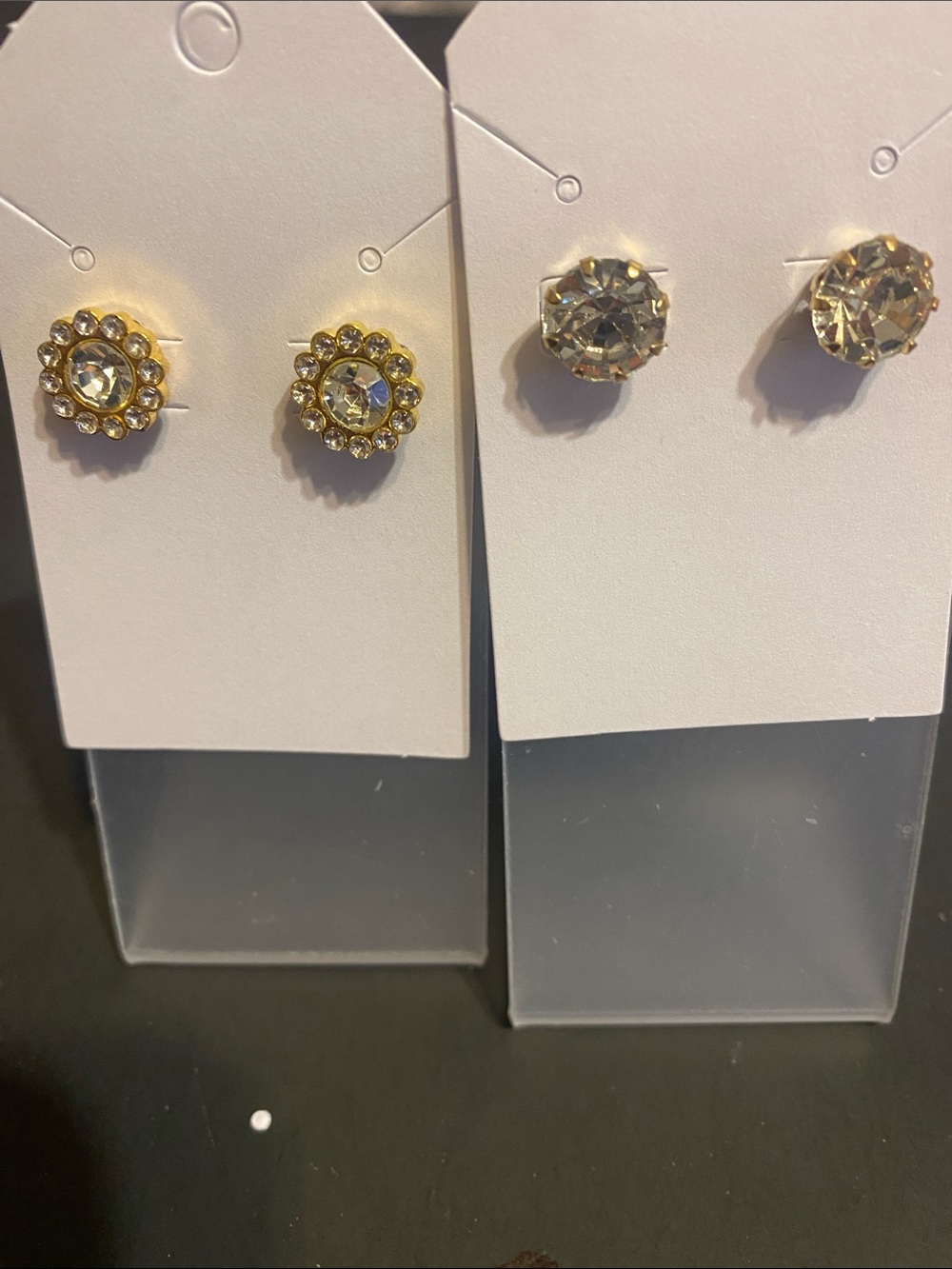 Gold Crystal Stud Earrings - Women's Jewelry